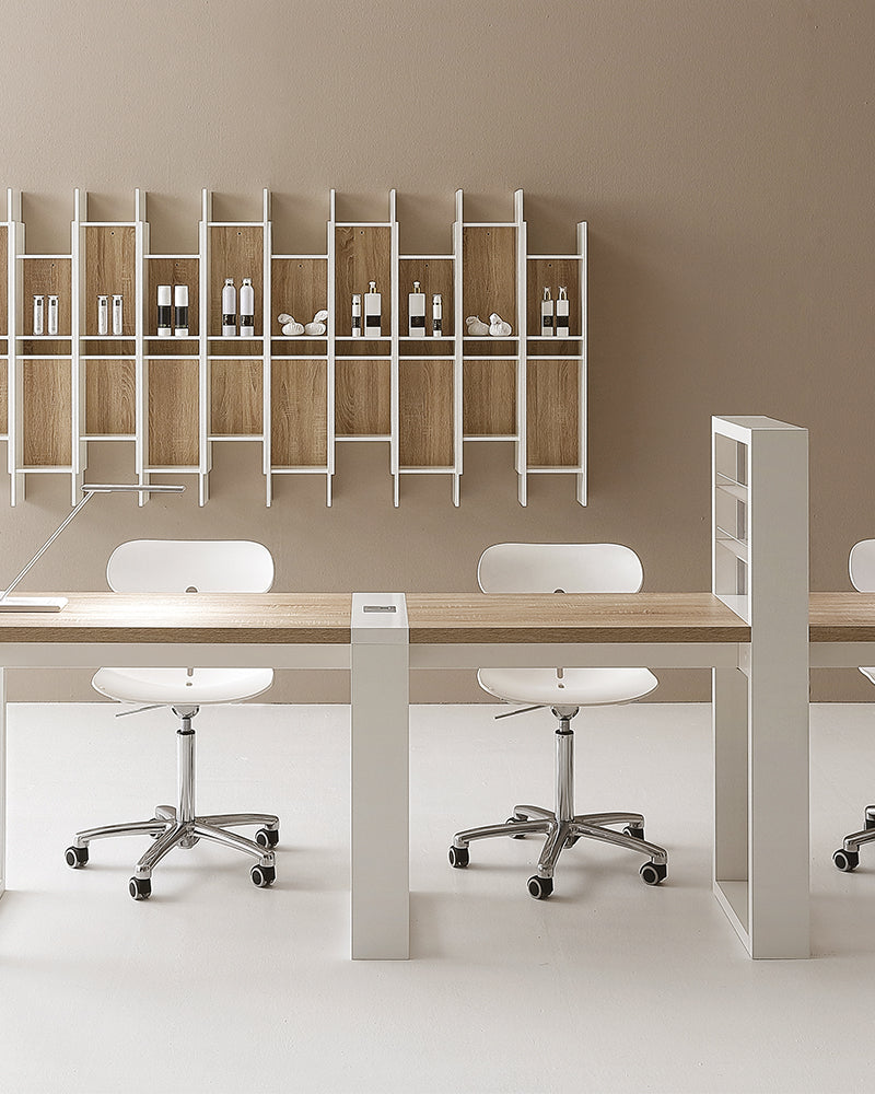 Living - Wit nageltafel met LED-licht - Ingebouwde kast - Zonder afzuiging